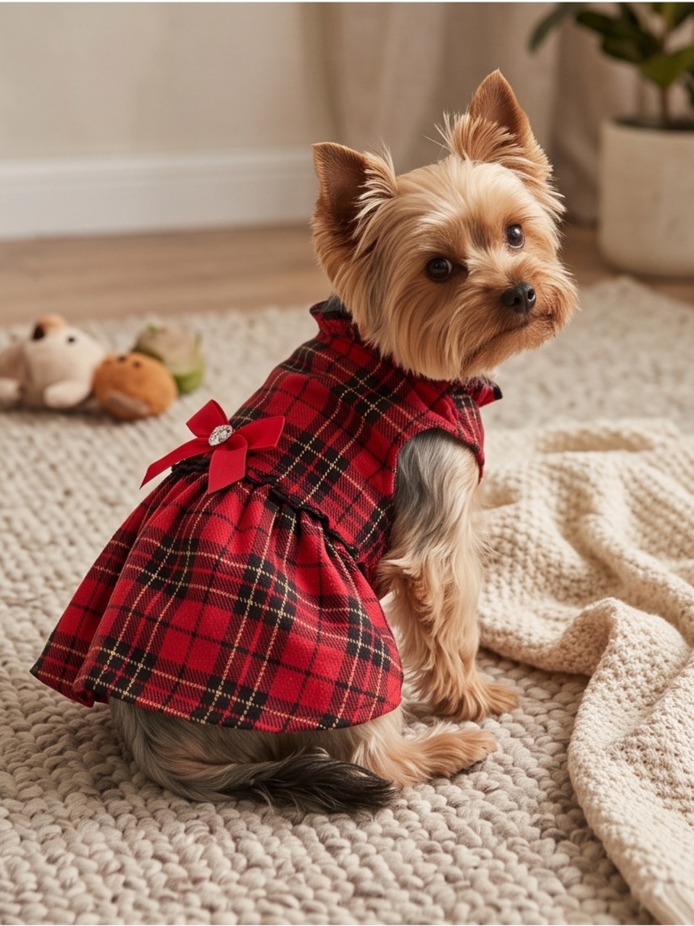 Friends Forever Small Red Tartan Plaid Dog Dress – Christmas Holiday Dress